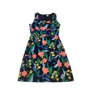 J Crew Women's‎ Printed Midi Dress Navy Blue Floral Print Sleeveless Size 2